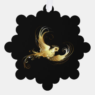 Golden Bird im schwarzen Hintergrund Ornament Karte