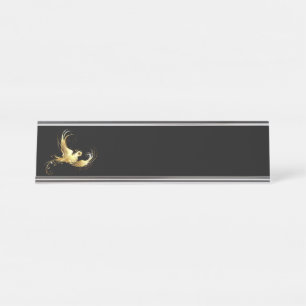Golden Bird im schwarzen Hintergrund Schreibtischnamensplakette