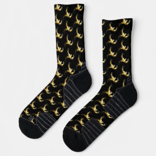 Golden Bird im schwarzen Hintergrund Socken