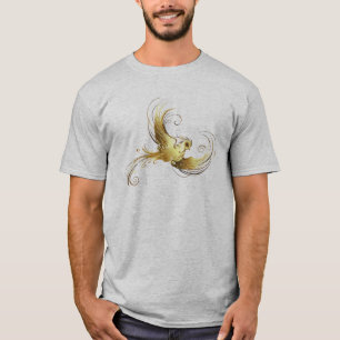 Golden Bird im schwarzen Hintergrund T-Shirt