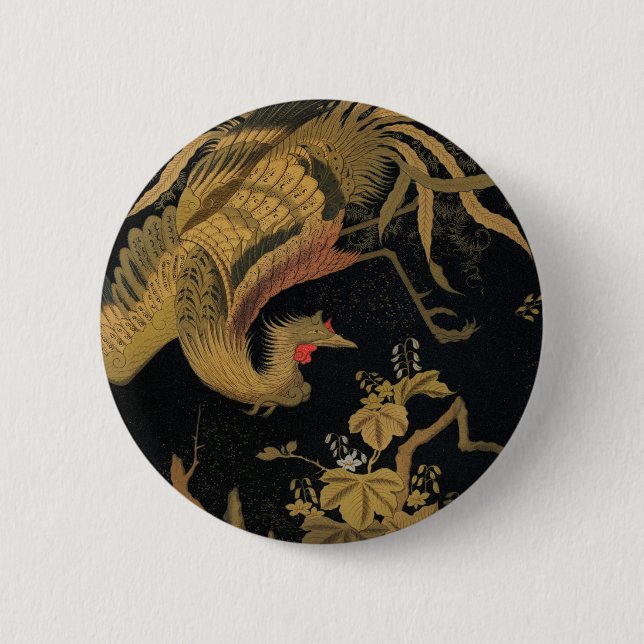 Golden Bird Japanische Klassik Antike Button (Vorderseite)
