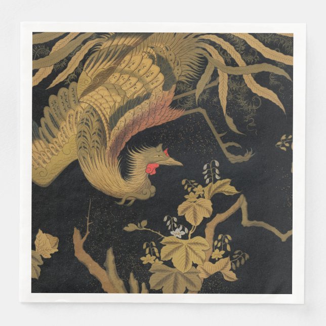 Golden Bird Japanische Klassik Antike Serviette (Vorderseite)