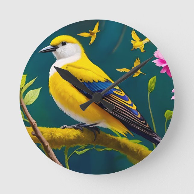 Golden Bird Runde Wanduhr (Vorderseite)