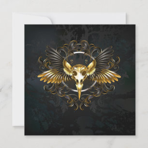 Golden Bird Skull auf schwarzem Hintergrund Ankündigung