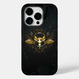Golden Bird Skull auf schwarzem Hintergrund Case-Mate iPhone 14 Pro Hülle