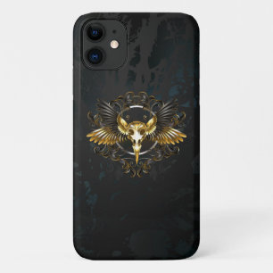 Golden Bird Skull auf schwarzem Hintergrund Case-Mate iPhone Hülle