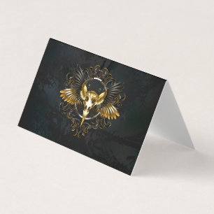 Golden Bird Skull auf schwarzem Hintergrund Visitenkarten