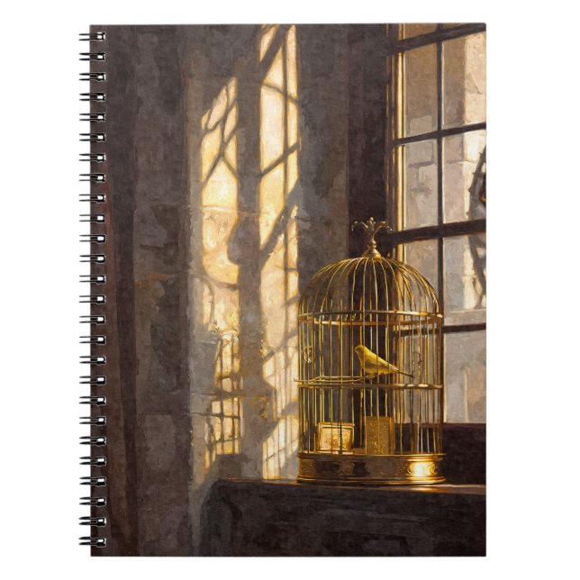 Golden Birdcage Sunlight Notebook Notizblock (Vorderseite)