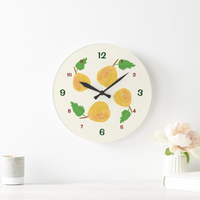 Golden Birnen Kollektion Große Wanduhr (Zuhause)