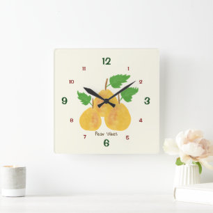 Golden Birnen Kollektion Quadratische Wanduhr