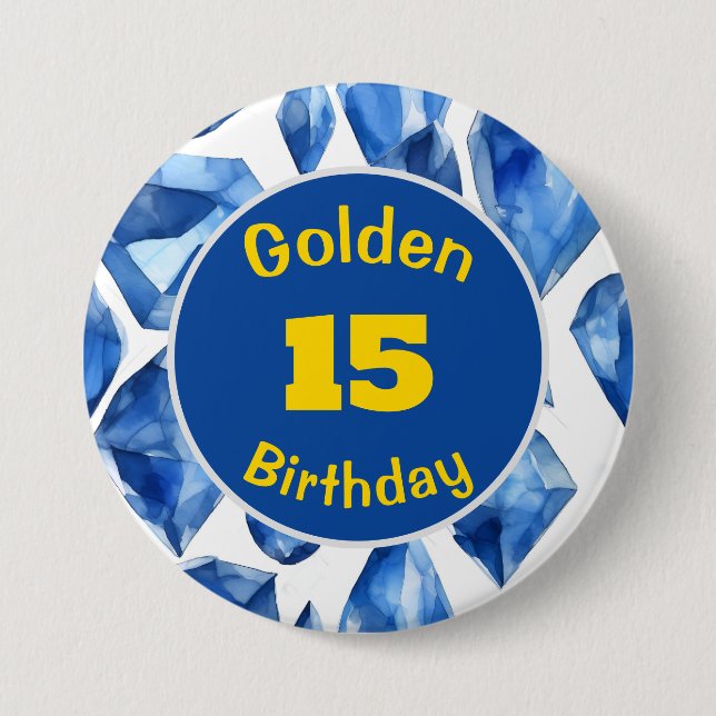 Golden Birthday September Birthstone Custom Button (Vorderseite)