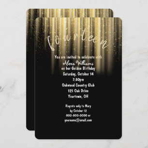 Golden Birthday Solarium und Glitzer Einladung