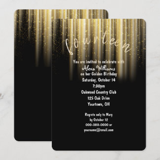 Golden Birthday Solarium und Glitzer Einladung