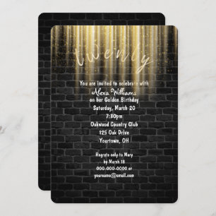 Golden Birthday Sonnenbänke auf Backstein Einladung