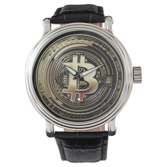 Golden Bitcoin Armbanduhr (Vorderseite)
