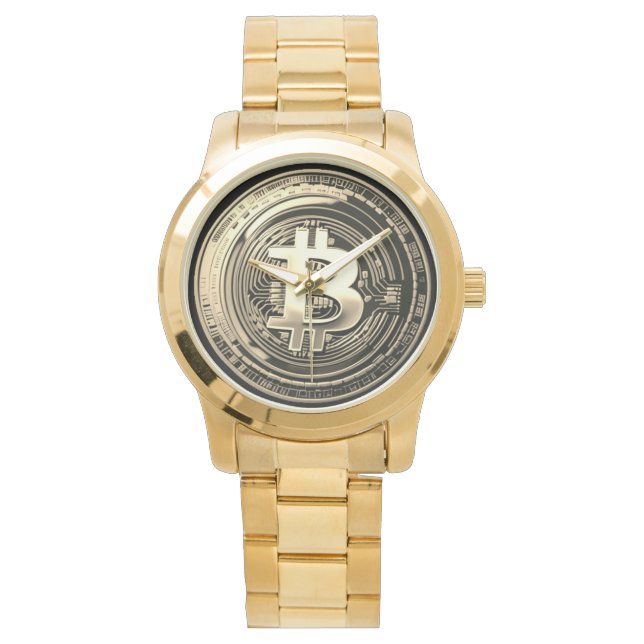 Golden Bitcoin Armbanduhr (Vorderseite)