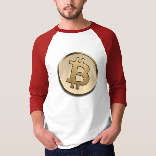 Golden Bitcoin Ärmel Raglan T-Shirt (Vorderseite)