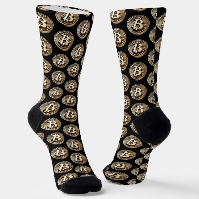 Golden Bitcoin Digital Cash Kryptowährung Socken (Gewinkelt)