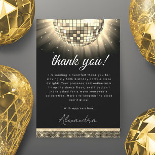 Golden Black 60. Geburtstagsparty 70's Disco Ball Dankeskarte