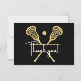 Golden Black and White Lacrosse Sports Dankeskarte