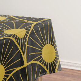 Golden-Black Art Deco Sun Muster Tischdecke