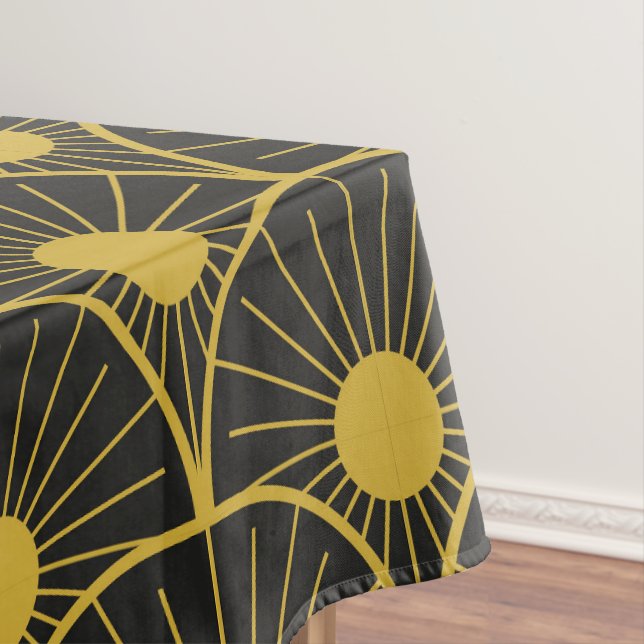 Golden-Black Art Deco Sun Muster Tischdecke (Beispiel)