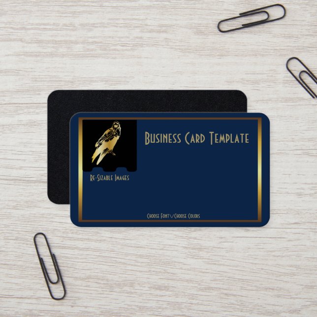 Golden Black Bird Raven Business Card Visitenkarte (Vorderseite/Rückseite Beispiel)