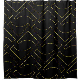 Golden Black Chic Geometric Minimal Duschvorhang