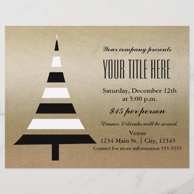 Golden & Black Christmas Tree Flyer (Vorne)