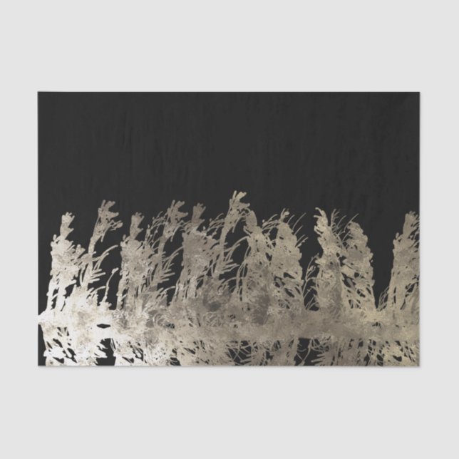 Golden & Black Glam Pine Tree Rustikale Wald Hochz Seidenpapier (Vorderseite)