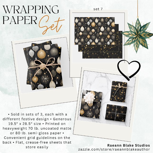 Golden Black Golden Wrapping Paper Sheets Set 7 Geschenkpapier Set (Von Creator hochgeladen)
