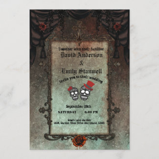 Golden Black Gothic Mirror Frame Halloween Hochzei Einladung