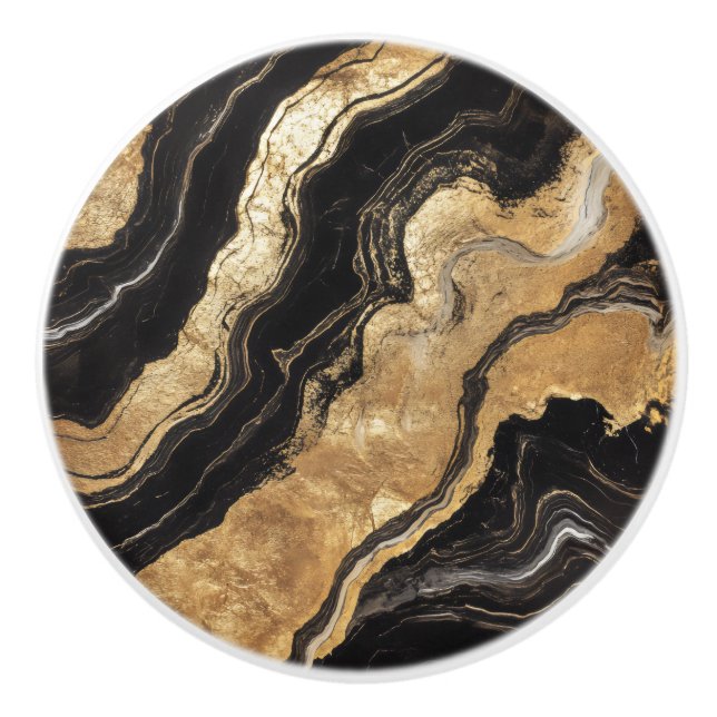 Golden Black Marble Pattern Keramikknauf (Vorderseite)