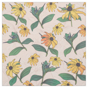 Golden Black-Mit Augen Daisy Blume Stoff