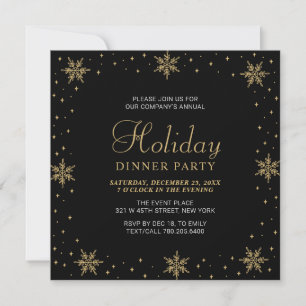Golden & Black Modern Corporate Holiday Dinner Par Einladung