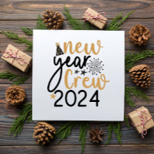 Golden & Black New Year Crew personalisierte Karte