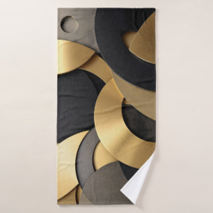 Golden & Black Overlapping Geometrie Abstrakt Badehandtuch