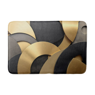 Golden & Black Overlapping Geometrie Abstrakt Badematte