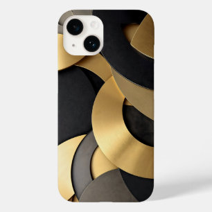 Golden & Black Overlapping Geometrie Abstrakt Case-Mate iPhone 14 Hülle