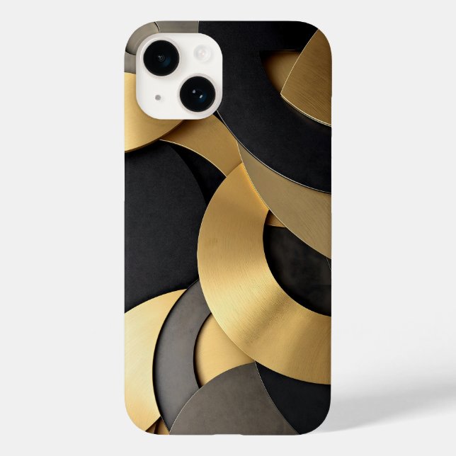 Golden & Black Overlapping Geometrie Abstrakt Case-Mate iPhone Hülle (Rückseite)