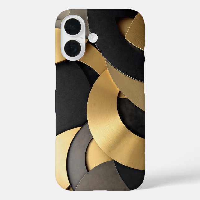 Golden & Black Overlapping Geometrie Abstrakt Case-Mate iPhone Hülle (Rückseite)