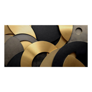 Golden & Black Overlapping Geometrie Abstrakt Poster