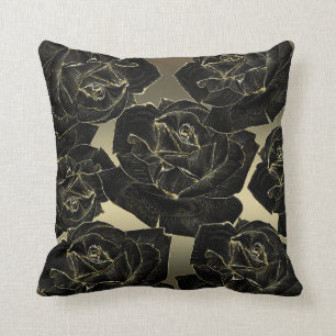 Golden & Black Rose Glam Elegante Klassische Elega Kissen