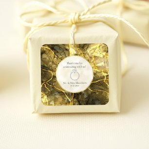 Golden Black Topaz Gemstone Illusion Hochzeit Quadratischer Aufkleber