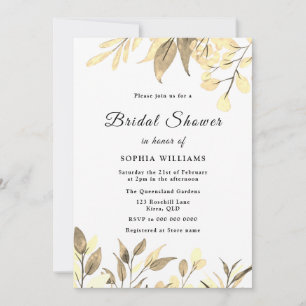 Golden Blätter Gold Leaf Brautparty Einladung