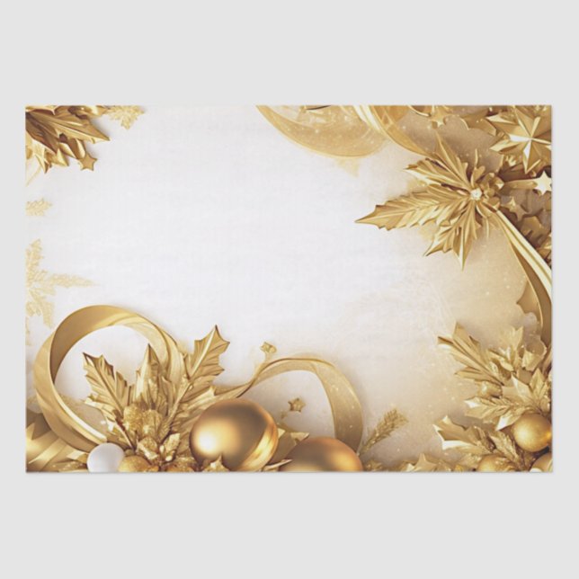 Golden Blätter Weihnachts-Tissue Seidenpapier (Vorderseite)