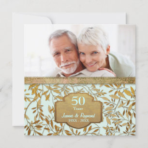 Golden Blätter zum 50. Hochzeitstag Einladung