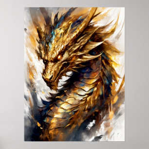 Golden Blaze: Abstrakter Drachenzorn Poster