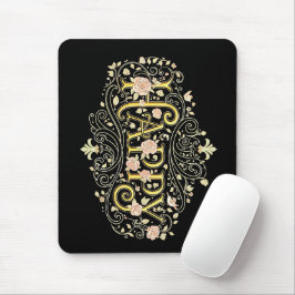 Golden Bliss: Elegant Floral Happy Mousepad