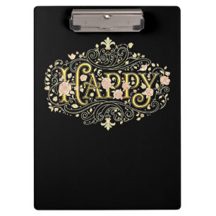 Golden Bliss: Elegante Florale Fröhlichkeit Klemmbrett